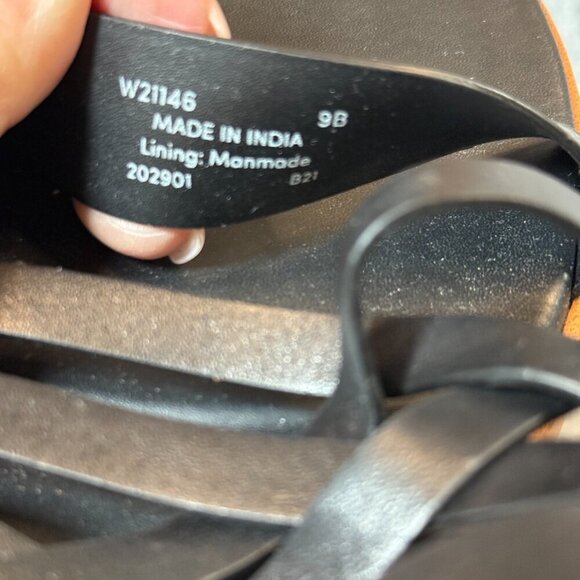 Cole Haan Francie W21146 Womens US 9 B Casual Sandals Black Leather Strappy Flat - Picture 4 of 5